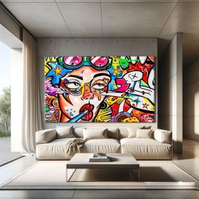 Pop Culture Painting Pop Art Wall Art Women Urban Art Painting Modern Pop Art Portrait Canvas Urban Painting Pop Culture Art Hand Painted Oil Painting