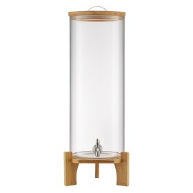 VEVOR Beverage Dispenser, 3.5 Gallon Drink Dispensers for Parties, Glass Juice Dispenser with Wood Stand, Stainless Steel Spigot