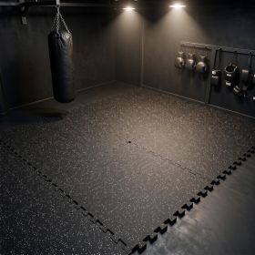 0.79-inch thick rubber sports mat, 48 square feet, suitable for home gym -12 packs