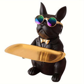Resin Bulldog Table Storage Statue with Tray, a Perfect Storage Box for Keys, Household Supplies & More, New Summer Arrival, Home Decoration