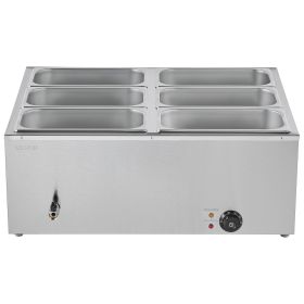 VEVOR Commercial Food Warmer, 1500W Electric Stainless Steel Steam Food Warmer with Lid