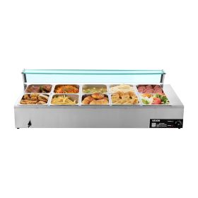 VEVOR Commercial Food Warmer, 1700W Electric Stainless Steel Steam Food Warmer with Glass Cover