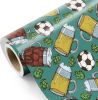 Beer Wrapping Paper Roll - Mini Roll - 17 Inch x 16.5 Feet - Beer Glass Mug and Football Wrapping Paper, Perfect for Men Birthday, Beer Party