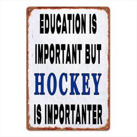 CIFbuy Vintage Metal Wall Sign Education Is Important But Hockey Is More Important Sports Bar Club Cafe Decor (TikTok, temu pick-up service)