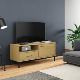 TV Cabinet Brown Solid pine wood, Metal Medium TV Cabinet