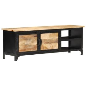 TV Cabinet Black and brown Solid mango wood Medium TV Cabinet
