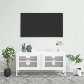 TV Cabinet White Steel Medium Levelers TV Cabinet Rectangular
