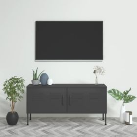 TV Cabinet Gray Steel Medium Levelers TV Cabinet Rectangular