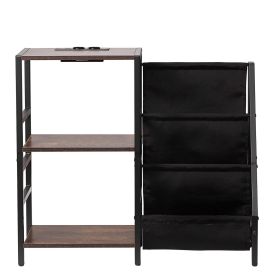 VEVOR Record Player Stand with Charging Station & USB Ports, Holds up to 200 Albums, 3-Tier Turntable Stand with Vinyl Record Storage