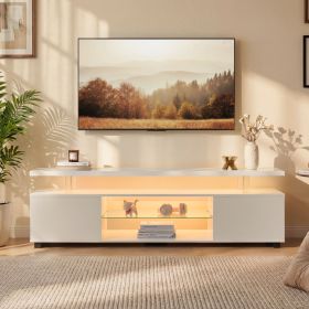 TV Stand for 60 Inch TV LED Gaming Entertainment Center Media Storage Console Table with Large Side Cabinet for Living Room( White)