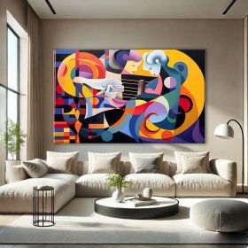 Abstract Colorful Hand Painted Oil Painting Minimal Wall Art Cubism Painting Modern Abstract Wall Art Decor Oversized Wall Art Modern Over Bed De (Style: 01, size: 90x130cm)
