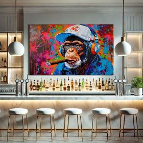 Funky Figure Wall Art Colorful Graffiti Monkey Pop Art Wall Art Funky Hand Painted Oil Painting Abstract Art Framed Graffiti Canvas Above Bed Dec (Style: 01, size: 140x210cm)