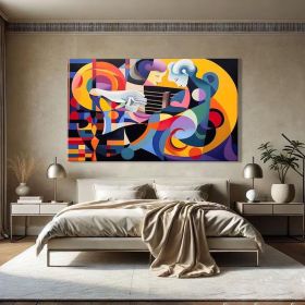 Abstract Colorful Hand Painted Oil Painting Minimal Wall Art Cubism Painting Modern Abstract Wall Art Decor Oversized Wall Art Modern Over Bed De (Style: 01, size: 50x70cm)