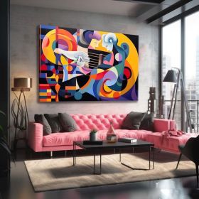Abstract Colorful Hand Painted Oil Painting Minimal Wall Art Cubism Painting Modern Abstract Wall Art Decor Oversized Wall Art Modern Over Bed De (Style: 01, size: 100x150cm)
