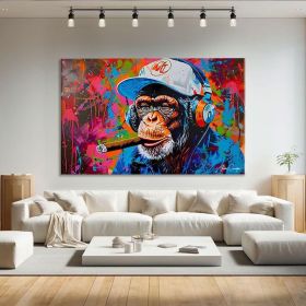 Funky Figure Wall Art Colorful Graffiti Monkey Pop Art Wall Art Funky Hand Painted Oil Painting Abstract Art Framed Graffiti Canvas Above Bed Dec (Style: 01, size: 80x120cm)