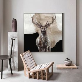 Large Abstract Deer Oil Painting on Canvas Original Hand-painted Stag Canvas Wall Art Modern Animal Painting for Living Room (Style: 01, size: 100x100cm)