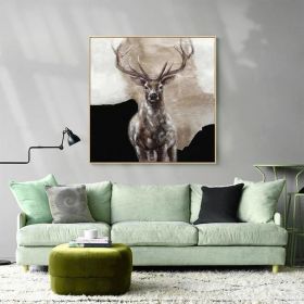 Large Abstract Deer Oil Painting on Canvas Original Hand-painted Stag Canvas Wall Art Modern Animal Painting for Living Room (Style: 01, size: 120x120cm)
