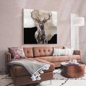 Large Abstract Deer Oil Painting on Canvas Original Hand-painted Stag Canvas Wall Art Modern Animal Painting for Living Room (Style: 01, size: 140x140cm)