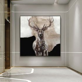 Large Abstract Deer Oil Painting on Canvas Original Hand-painted Stag Canvas Wall Art Modern Animal Painting for Living Room (Style: 01, size: 50x50cm)