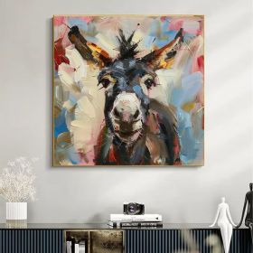 Donkey Portrait Canvas Painting Farm Animals Original Canvas Art Kids Room Decor Christmas Gifts (Style: 01, size: 50x50cm)