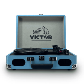 Victor Metro Plus Portable Dual Bluetooth Suitcase Turntable (Color: Turquoise)
