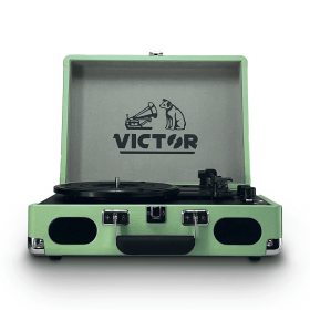 Victor Metro Plus Portable Dual Bluetooth Suitcase Turntable (Color: Mint)